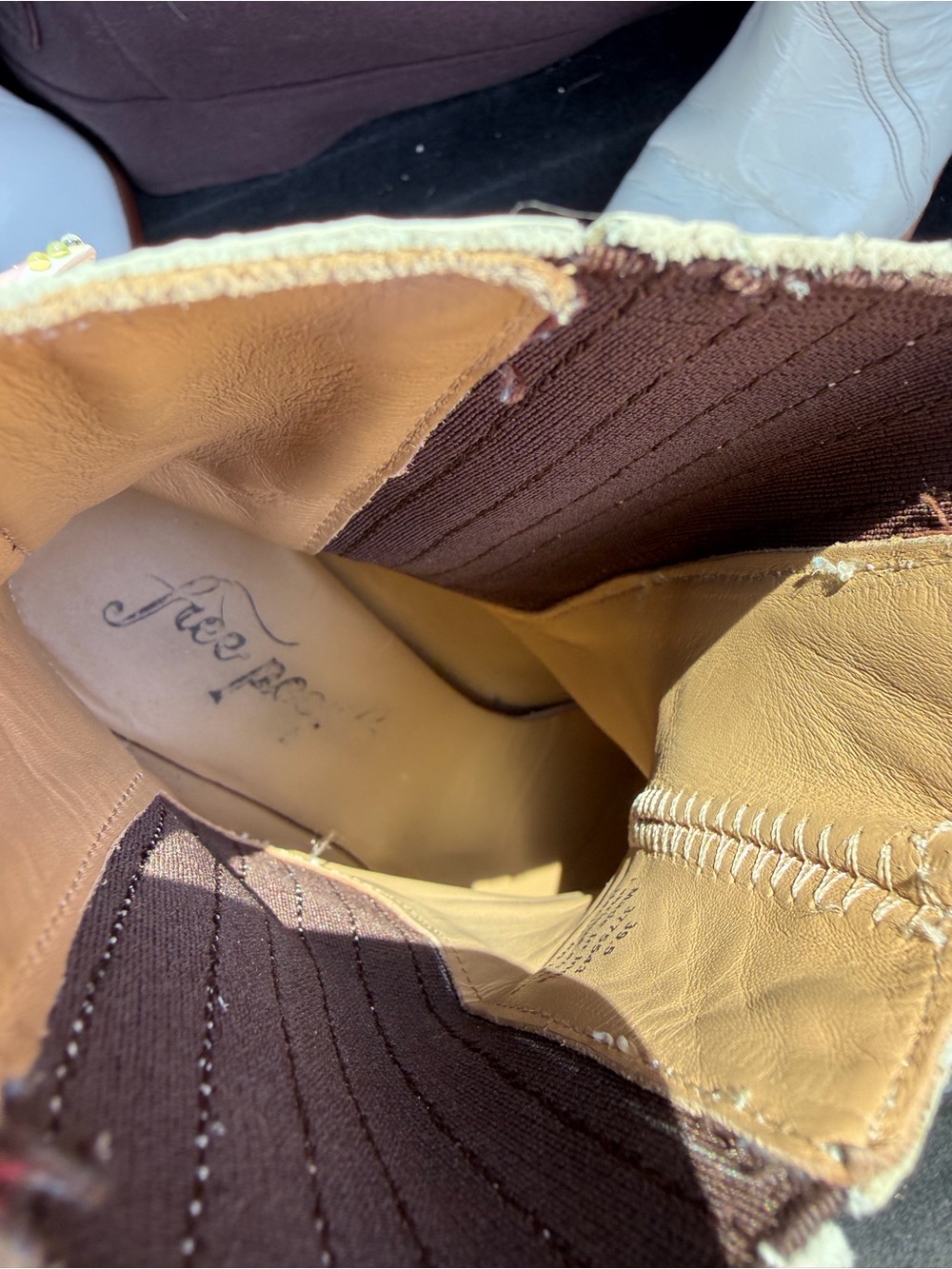 Free People new frontier Cream Patent Leather Western Ankle Boots - Picture 5 of 7